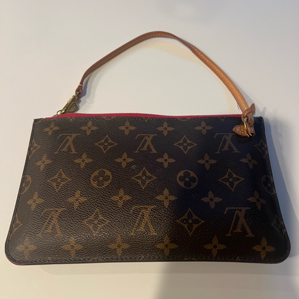 Authentic Louis Vuitton Brown Neverfull Monogram Clutch